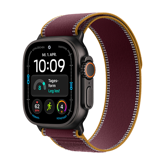 Watch Apple Watch Ultra 4 (2026) 5G 49mm Black Titanium Case with Trail Loop Burgundy - Titanium Black